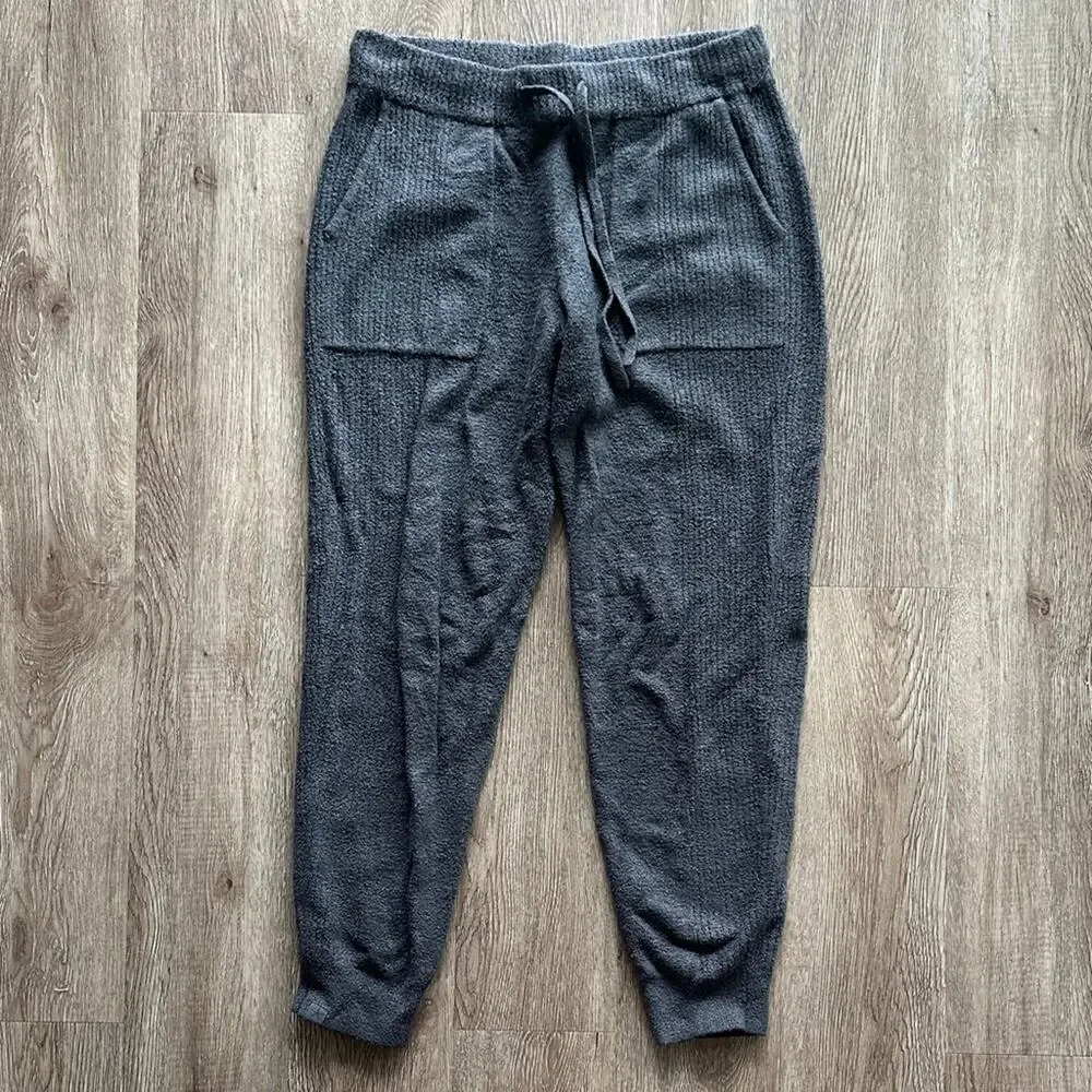 Barefoot‎ Dreams CozyChic Lite Rib Blocked Pant Jogger Carbon Small Mid Rise